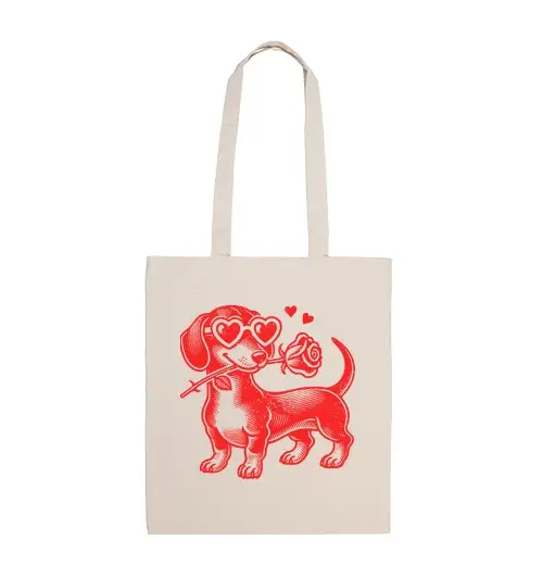 Borsa di tela cane salato chic con una rosa