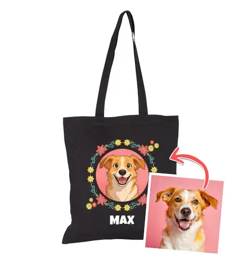 Borsa di tela effetto anime borsa con foto e testo personalizzato