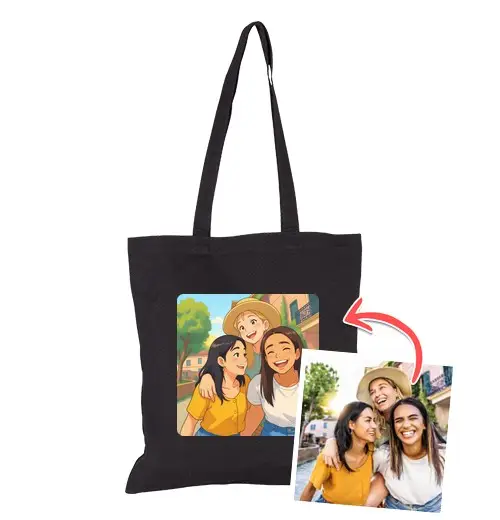 Borsa di tela effetto anime borsa foto personalizzabile