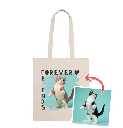 Borsa di tela effetto papercraft borsa friends forever foto personalizzabile
