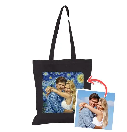 Borsa di tela effetto pittura Van Gogh borsa con foto personalizzabile