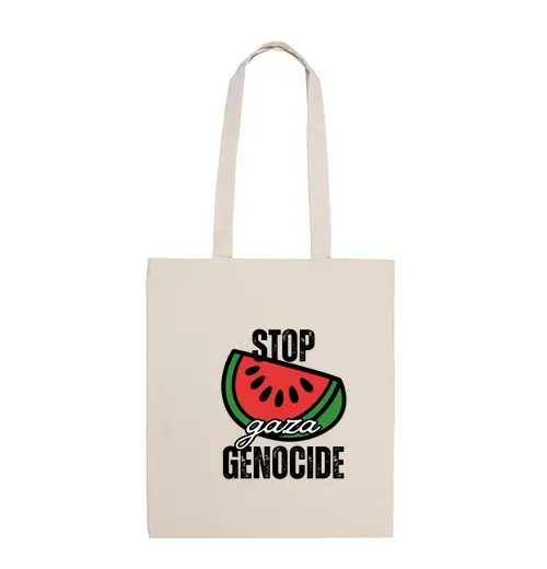 Borsa di tela ferma il genocidio di gaza, fermare il genocidio