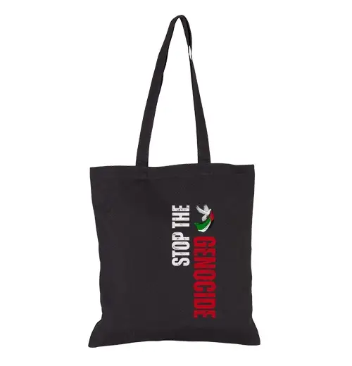 Borsa di tela fermare il genocidio Palestina libera