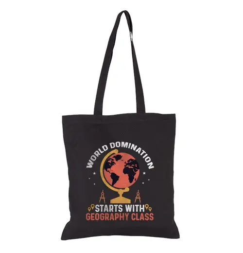 Borsa di tela insegnante di geografia con cui recita