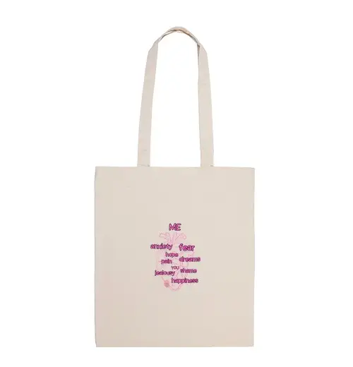 Borsa di tela io e te, borsa di stoffa, colore naturale
