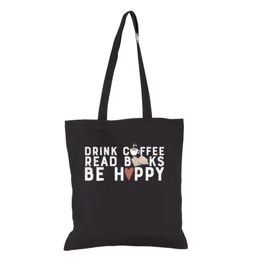 Borsa di tela libro secchione bere caffè leggere libr