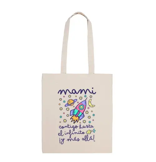 Borsa di tela mamma con te verso l'infinito e più