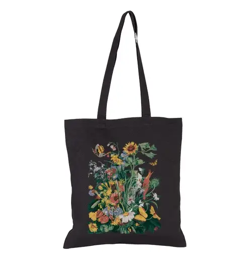 Borsa di tela prato fiorito natura botanica arte