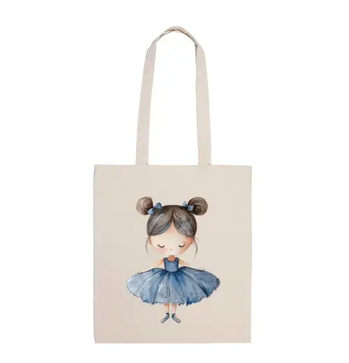 Borsa di tela ragazza ballerina in tutù acquerello ar