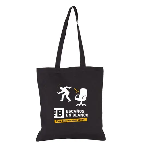 Borsa di tela segiorno vuota e politico con logo