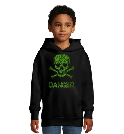 Felpa per bambini con cappuccio avviso di pericolo binario