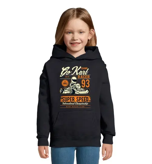 Felpa per bambini con cappuccio campioni nation di go kart hip 1993