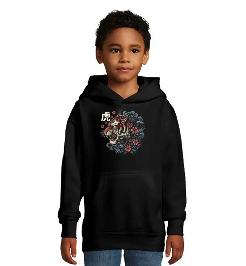 Tostadora Felpa per bambini nera con cappuccio e tasca