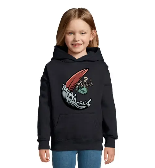 Felpa per bambini con cappuccio elle e surf cavalcare le onde in estat