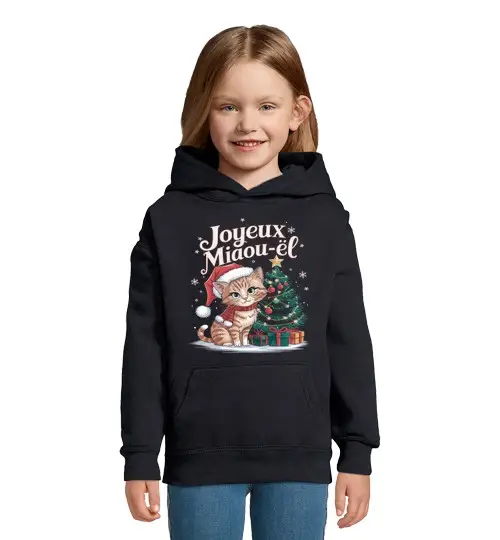Felpa per bambini con cappuccio felice miagolio regalo natale umorismo