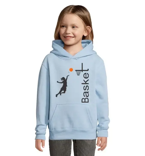 Felpa per bambini con cappuccio felpa basket da bambina