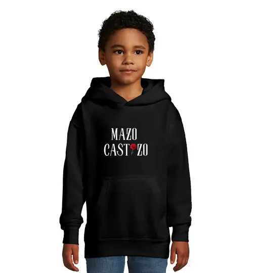 Felpa per bambini con cappuccio felpa con cappuccio bambini mazzo castizo nera