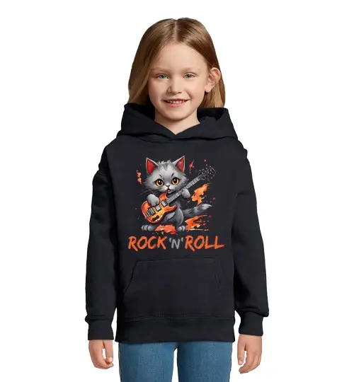 Felpa per bambini con cappuccio gatto o con rockero per chitarra elle