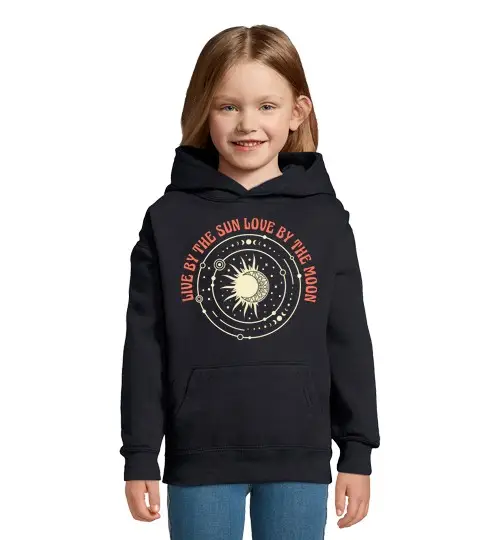 Felpa per bambini con cappuccio live secondo il sole amoree secondo la