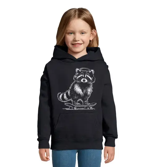 Felpa per bambini con cappuccio procione skate r schifolta hand o music