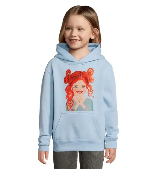 Felpa per bambini con cappuccio rossa biricina senza fondo