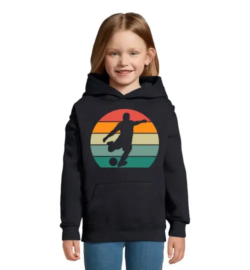 Felpa per bambini con cappuccio silhouette di un calciatore al tramonto