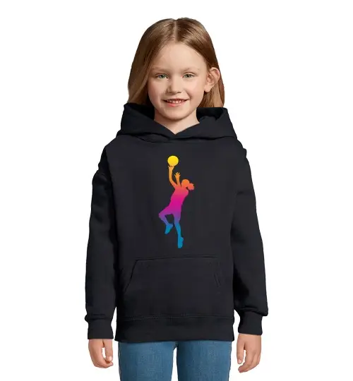 Felpa per bambini con cappuccio siluetta chic a pallone cesto