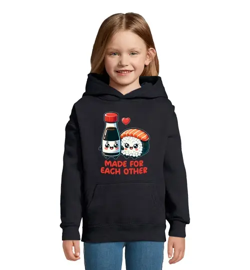 Felpa per bambini con cappuccio Sushi e salsa di soia kawaii