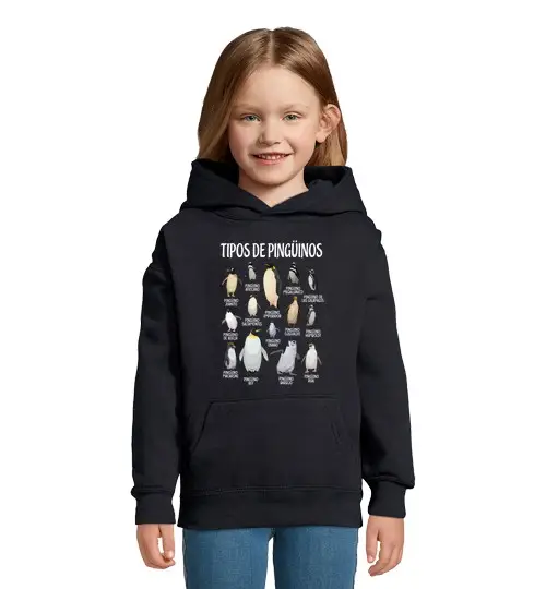 Felpa per bambini con cappuccio tipi di pinguini animali amanti dei pinguini