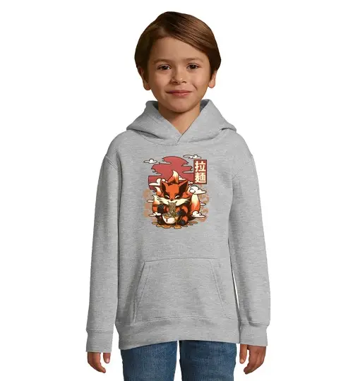 Felpa per bambini con cappuccio volpe demoniaca mangia ramen