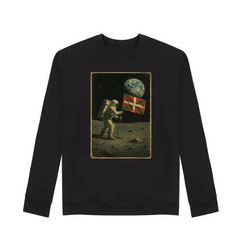 Felpa unisex astronauta sulla luna con bandiera basc