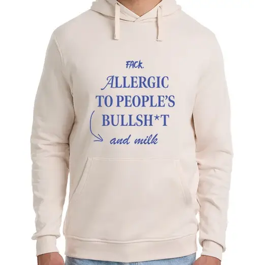 Felpa unisex con cappuccio allergico al latte felpa con cappuccio bianca