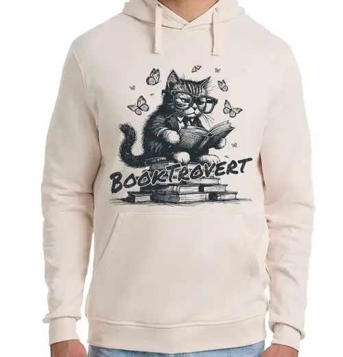Felpa unisex con cappuccio booktrovert gattoto farfalle