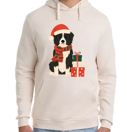 Felpa unisex con cappuccio collie di confine babbo natale x di più