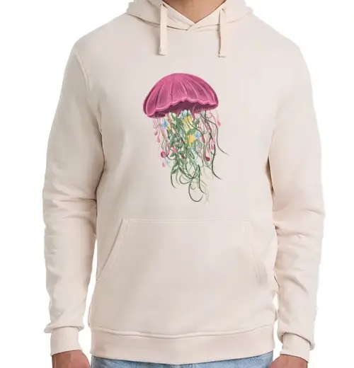 Felpa unisex con cappuccio corso di formazione per artisti sulla creazione di fiori di meduse viola