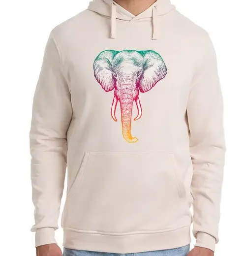 Felpa unisex con cappuccio ellefante olografico