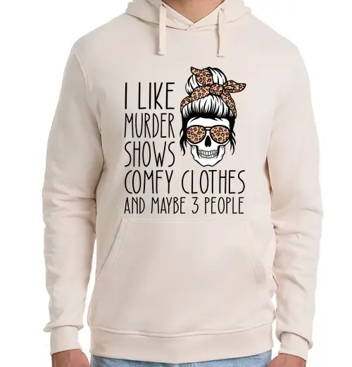 Felpa unisex con cappuccio mi piacciono i programmi sui delitti i vestiti comodi e
