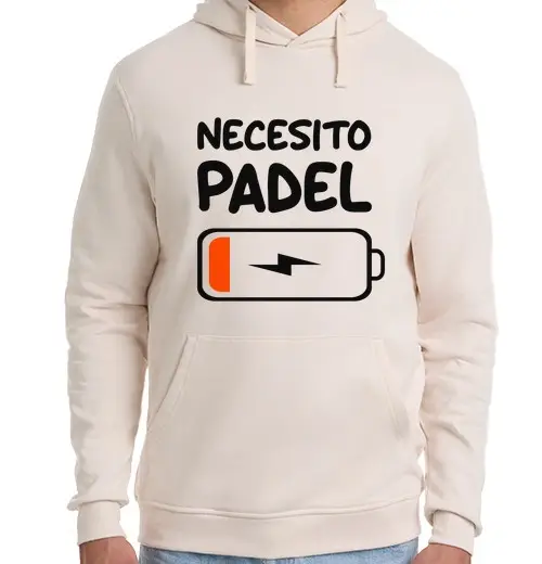 Felpa unisex con cappuccio Necesito Padel Tennis Batería baja