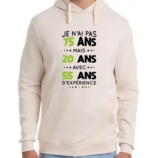 Felpa unisex con cappuccio non 75 ma 20 anni con 55 anni xp