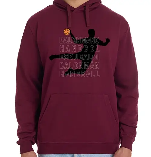 Felpa unisex con cappuccio palla di mano del giocatore dlei siluet