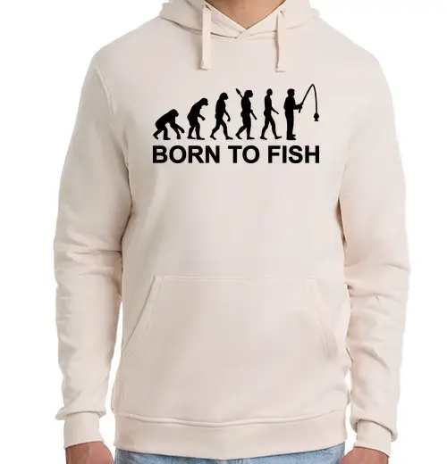 Felpa unisex con cappuccio pesca evoluzione born per i pesci