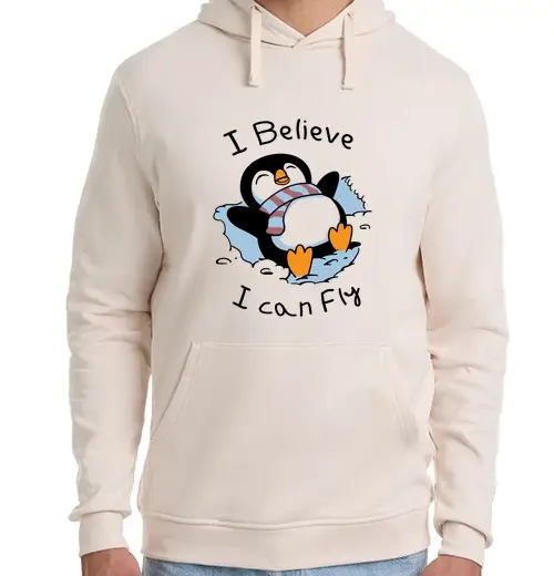Felpa unisex con cappuccio pinguino neve
