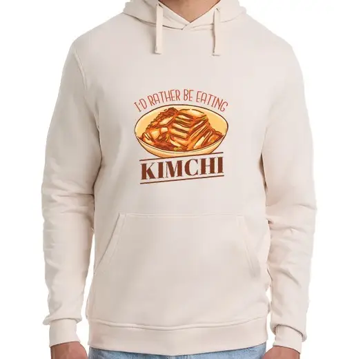 Felpa unisex con cappuccio Preferisco mangiare kimchi