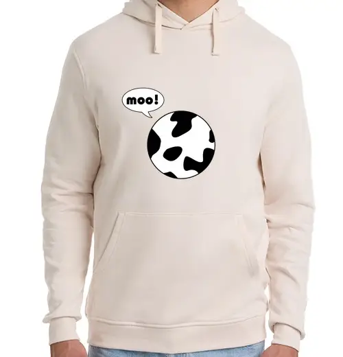 Felpa unisex con cappuccio supponiamo che una mucca sferica