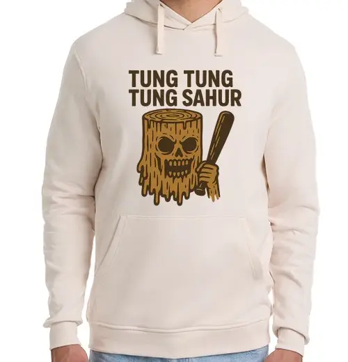 Felpa unisex con cappuccio tung tung tung sahur - logo horror meme