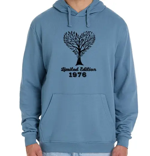 Felpa unisex con cappuccio vintage 1976