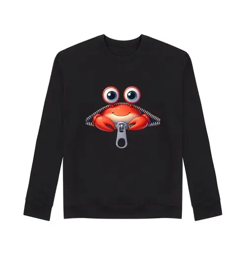 Felpa unisex divertente cerniera a forma di granchio
