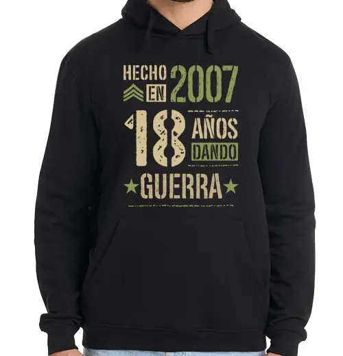 Felpa uomo con cappuccio 18esimo compleanno compiuto nel 2007 20 anni di guerra