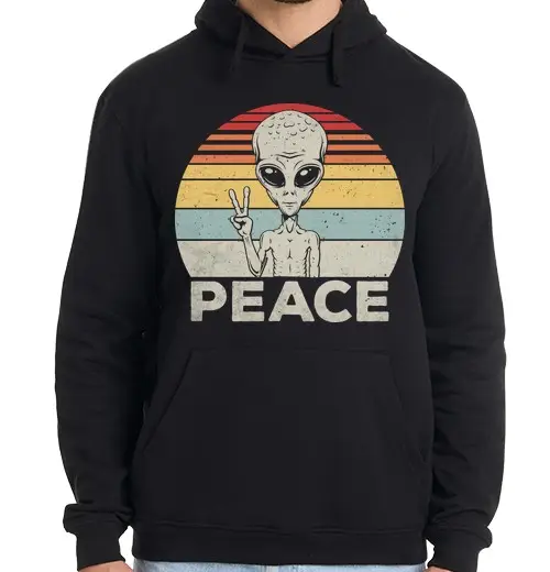 Felpa uomo con cappuccio ace alieno tramonto vintage