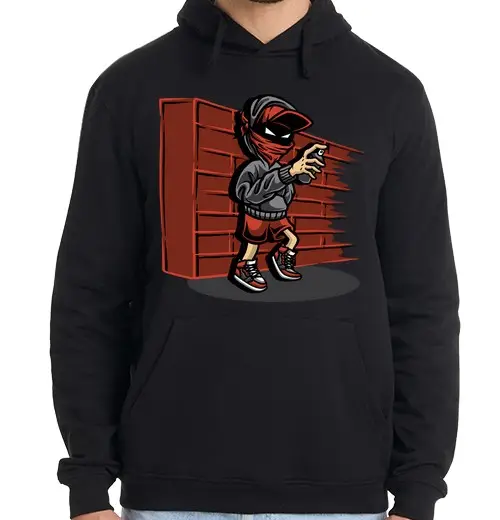 Felpa uomo con cappuccio artista di graffiti urbani